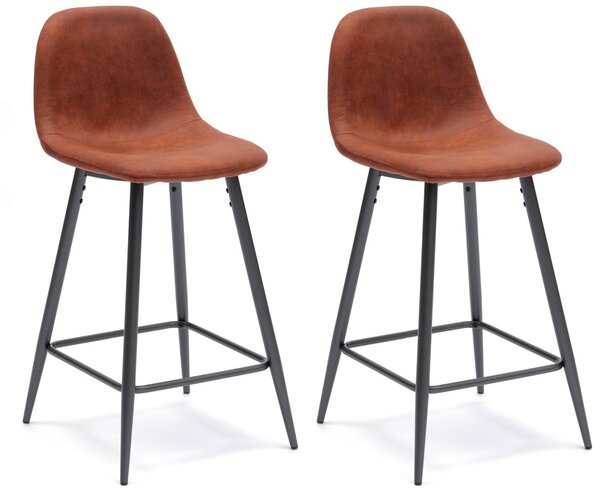Set 2 Sgabelli 42x52xH93 cm in Similpelle Brigitte Marrone