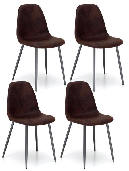 Set 4 Sedie 44x50xH84 cm in Similpelle Brigitte Moka Vintage