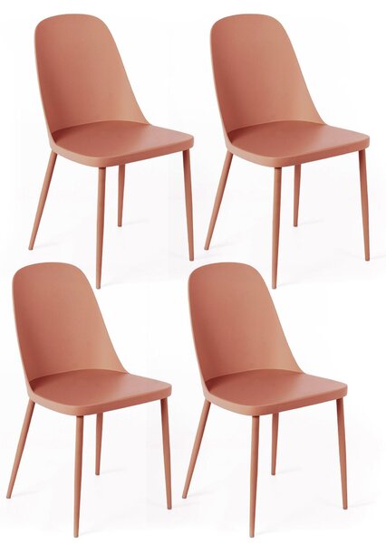 Set 4 Sedie 46x55xH80 cm in Polipropilene Tamara Ruggine