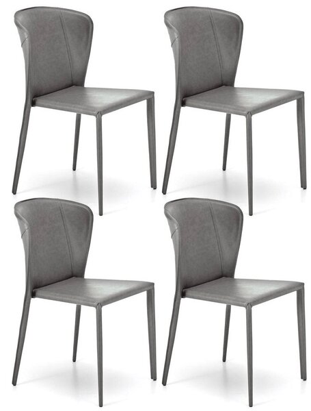 Set 4 Sedie 49x56xH82 cm in Similcuoio Break Grigio Chiaro