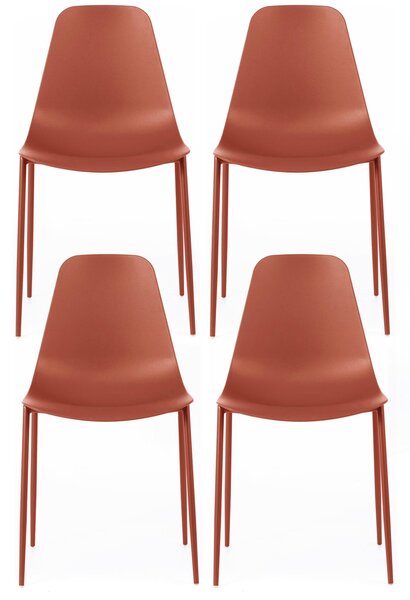 Set 4 Sedie 49x48,5xH88 cm in Polipropilene Frida Ruggine