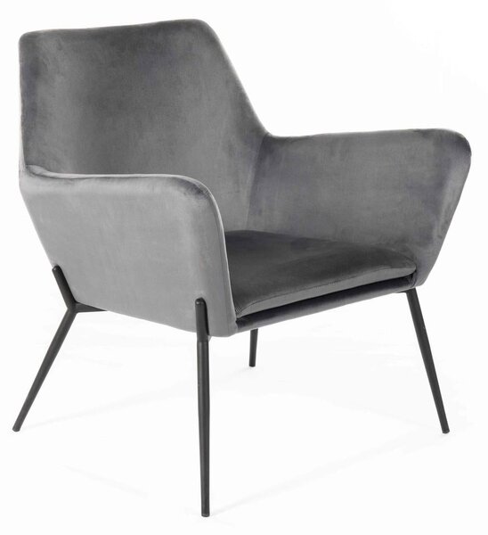 Poltrona 71,5x54xH70 cm in Velluto Gin Antracite e Nero