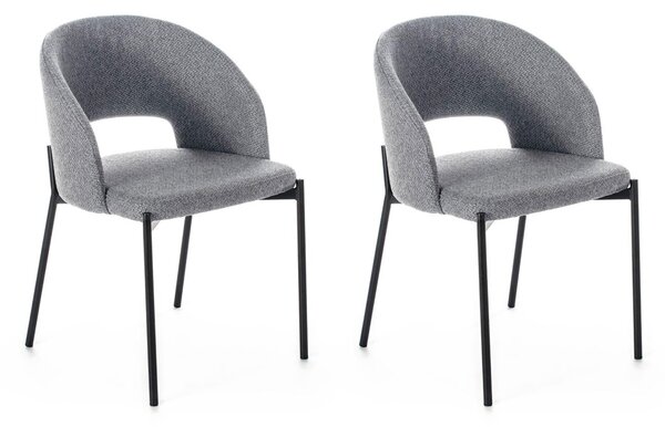 Set Sedie 52x55,5xH78,5 cm in Tessuto Greta Grigio Chiaro