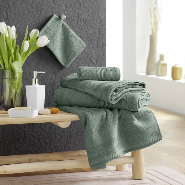 Asciugamano tipo terry color salvia in cotone 30x50 cm Tendresse – douceur d'intérieur