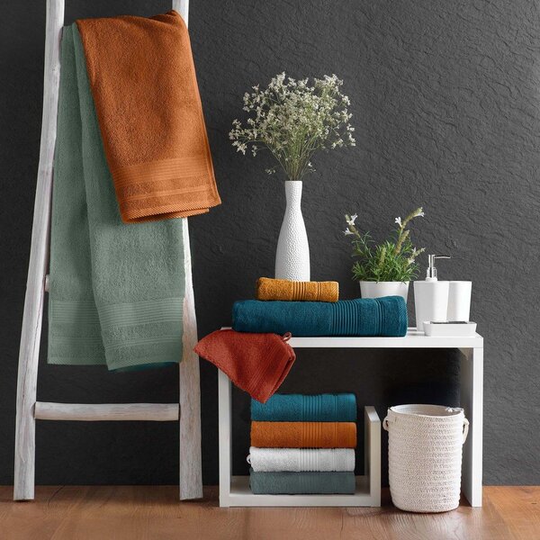 Asciugamano tipo terry blu scuro in cotone 50x90 cm Tendresse – douceur d'intérieur