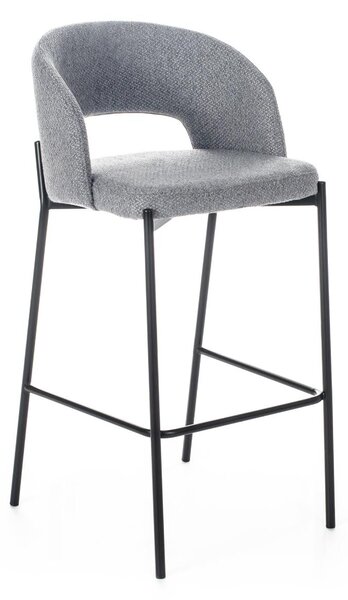 Set 2 Sgabelli 50x52xH89 cm in Tessuto Greta Grigio Chiaro e Nero
