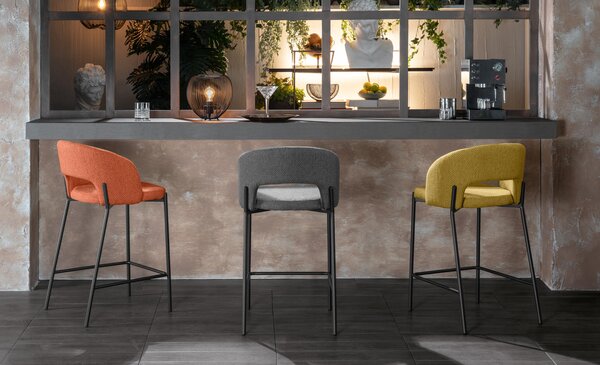 Set 2 Sgabelli 52x50x89 cm in Tessuto Greta Arancio