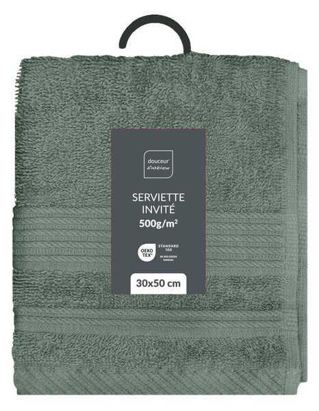 Asciugamano tipo terry color salvia in cotone 30x50 cm Tendresse – douceur d'intérieur