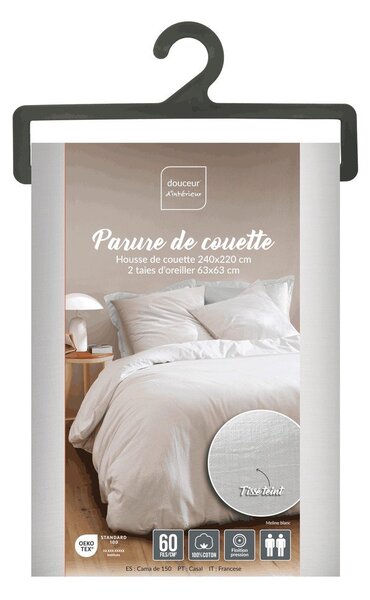 Set copripiumino e federa bianco in cotone per letto matrimoniale/per letto esteso 3 pezzi 240x220 cm Meline – douceur d'intérieur