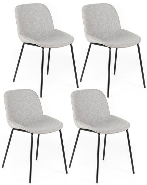 Set 4 Sedie 57x46xH80 cm in Tessuto Eva Grigio Chiaro