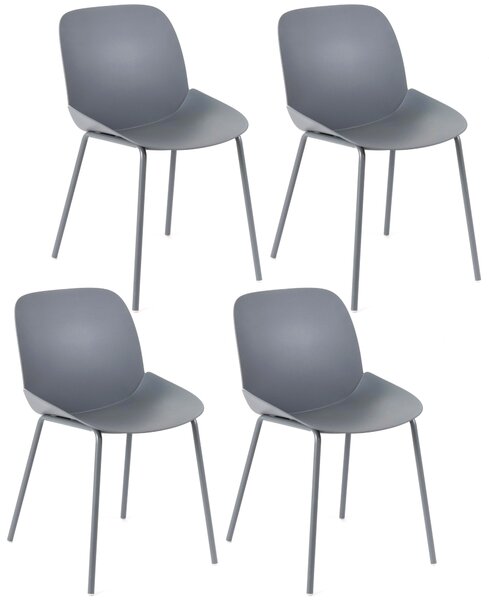 Set 4 Sedie 55x46xH79 cm in Polipropilene Eva Grigio Scuro