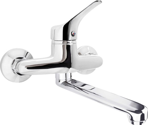 Wall-mounted washbasin mixer