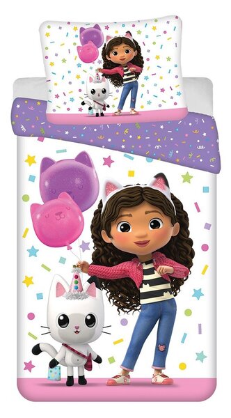 Set copripiumino e federa da bambini in cotone per letto singolo 140x200 cm Gabby's Dollhouse "Confetti" – Jerry Fabrics