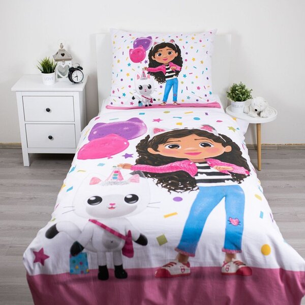 Set copripiumino e federa da bambini in cotone per letto singolo 140x200 cm Gabby's Dollhouse "Confetti" – Jerry Fabrics