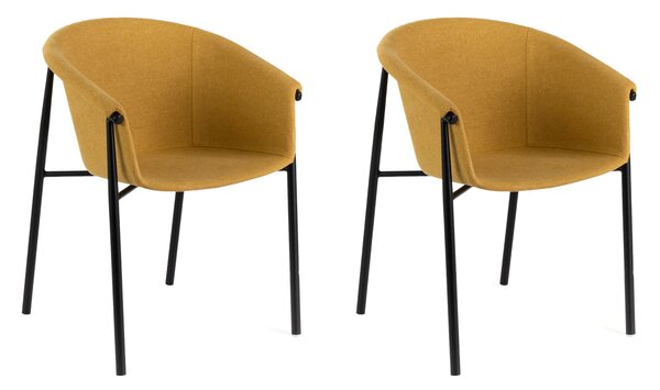 Set 2 Sedie 58x56xH79 cm in Tessuto Nari Giallo