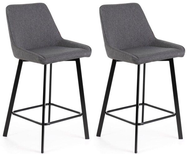 Set 2 Sgabelli 50x44xH94 cm in Tessuto Fox Grigio Scuro