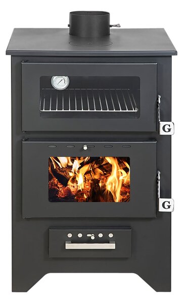 Stufa a Legna con Forno 14,6 KW 50,5x58,5xH90,5 cm Silvia Nera