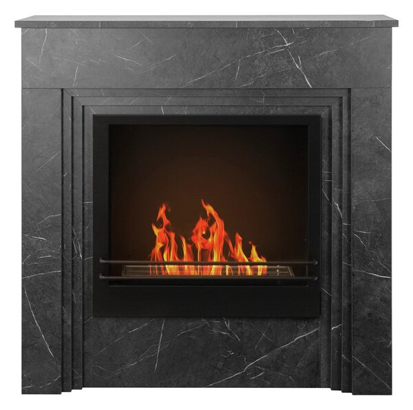 Camino a Bioetanolo da Pavimento 96x35xH96 cm Bellini Effetto Marmo Nero