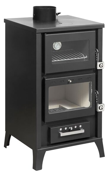 Stufa a Legna con Forno 15,3 KW 45x48,5xH91,5 cm Marzia Nera
