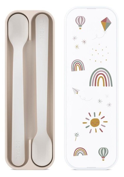 Set di cucchiai da bambini beige in plastica 2 pz Sunshine & Rainbow – Mepal