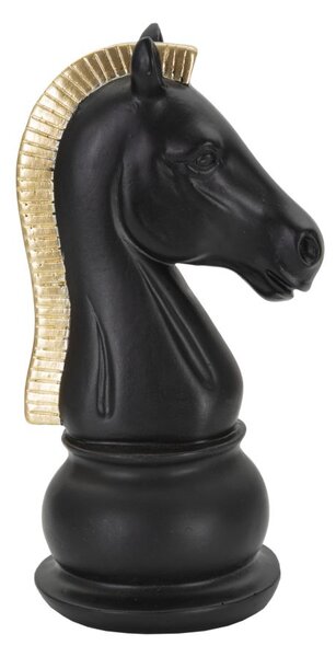 Statua Cavallo Nero e Oro 10,5x8,5x19 cm in Poliresina