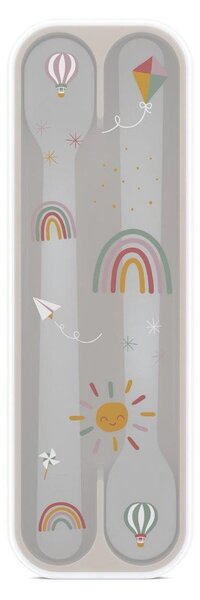 Set di cucchiai da bambini beige in plastica 2 pz Sunshine & Rainbow – Mepal