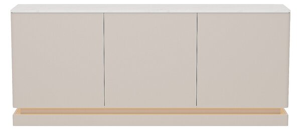 Credenza 3 ante con LED in MDF Beige ed effetto marmo Bianco - DEVIKA di Pascal MORABITO