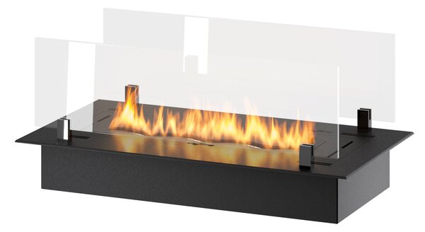 Bruciatore a Bioetanolo da Incasso 60x32x15 cm Insert Slim 600 Nero con Vetro