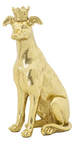 Statua Cane con Corona Oro 20x12,5x33 cm in Poliresina