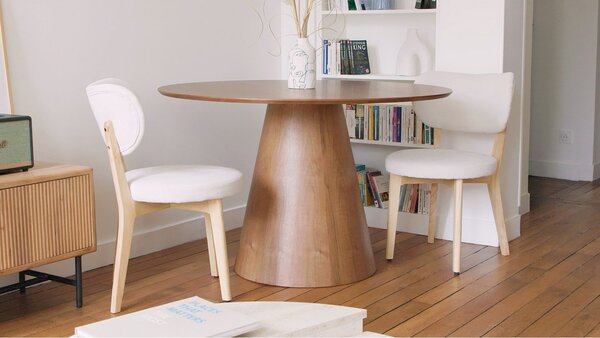 Tavolo da pranzo tondo 4 coperti in MDF Naturale scuro - ANTALIZA