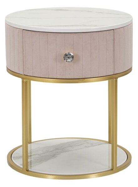 Comodino Montpellier Rosa Ø 42x48 cm in Ferro Legno