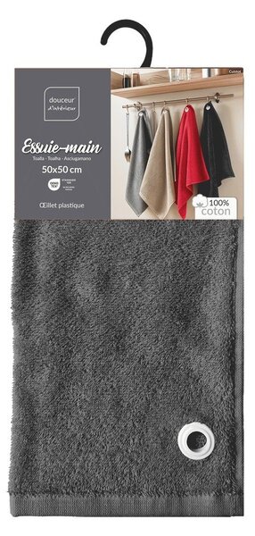 Asciugamano tipo terry color antracite in cotone 50x50 cm Cuistot – douceur d'intérieur