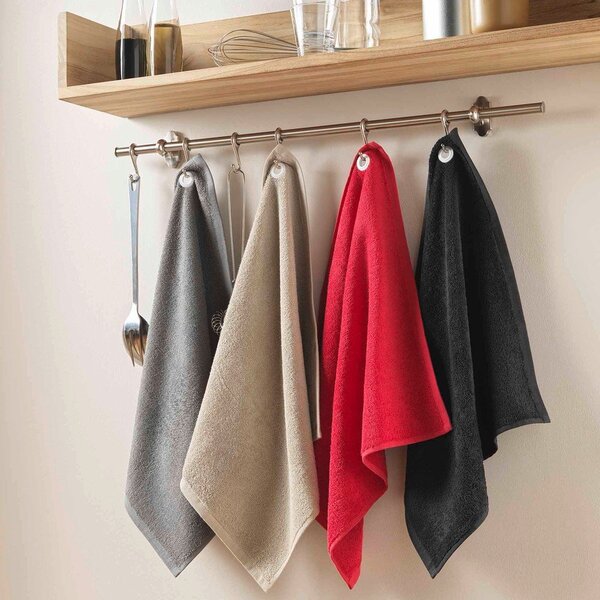 Asciugamano tipo terry beige in cotone 50x50 cm Cuistot – douceur d'intérieur