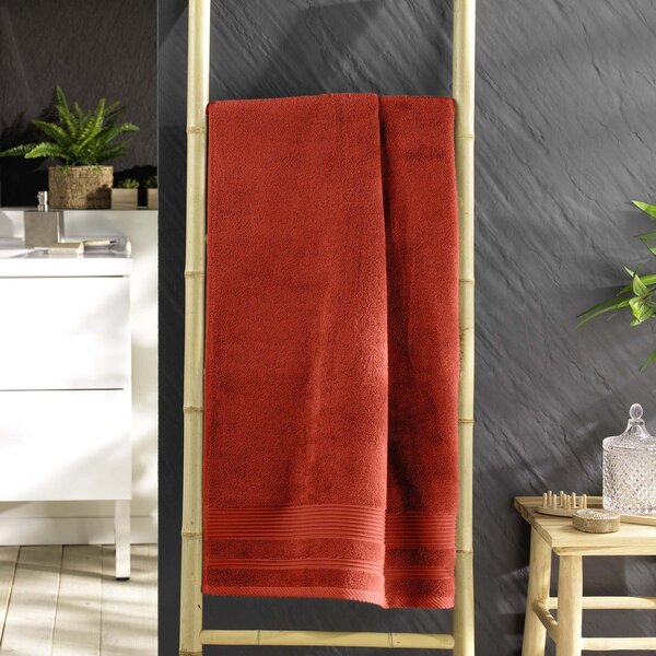 Asciugamano tipo terry color mattone in cotone 70x130 cm Tendresse – douceur d'intérieur