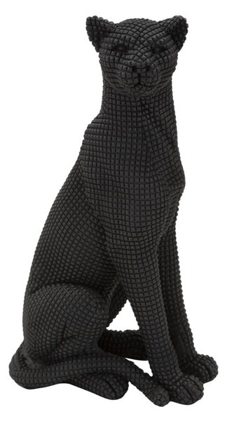Statua Leopardo Seduto Nero 15x10x27 cm in Poliresina