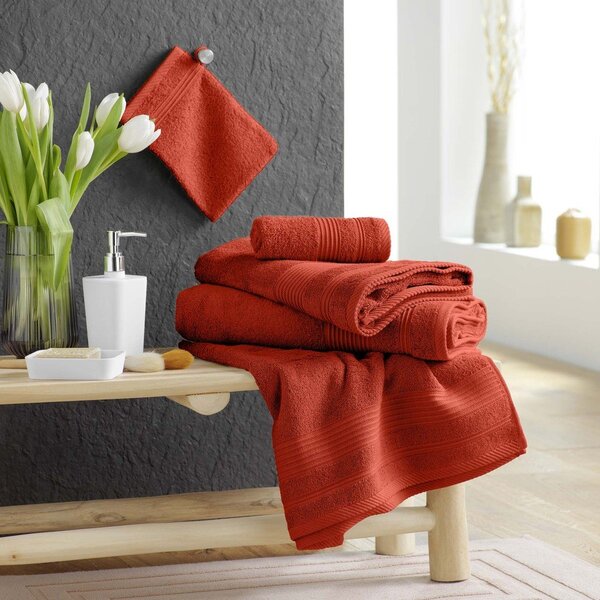 Asciugamano tipo terry color mattone in cotone 50x90 cm Tendresse – douceur d'intérieur