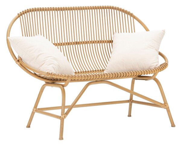 Divanetto 2 Posti Panama con Cuscini 132x66x96,5 cm in Ferro e Poliestere