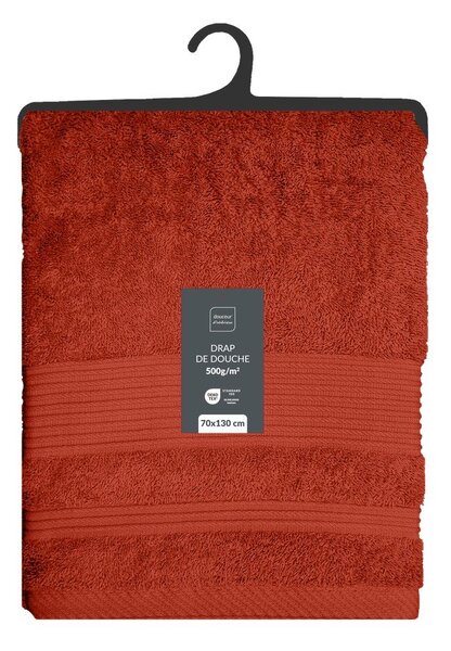 Asciugamano tipo terry color mattone in cotone 70x130 cm Tendresse – douceur d'intérieur