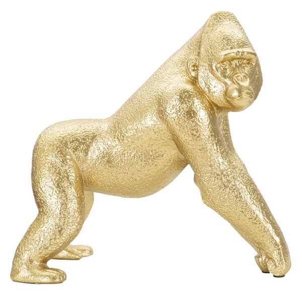 Statua Gorilla 24,3x13,9x22,8 cm in Poliresina Oro