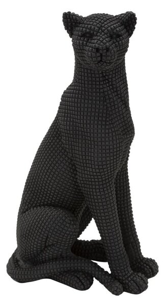 Statua Leopardo Seduto Nero 15x10x27 cm in Poliresina