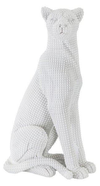 Statua Leopardo Seduto Bianco 15x10x27 cm in Poliresina