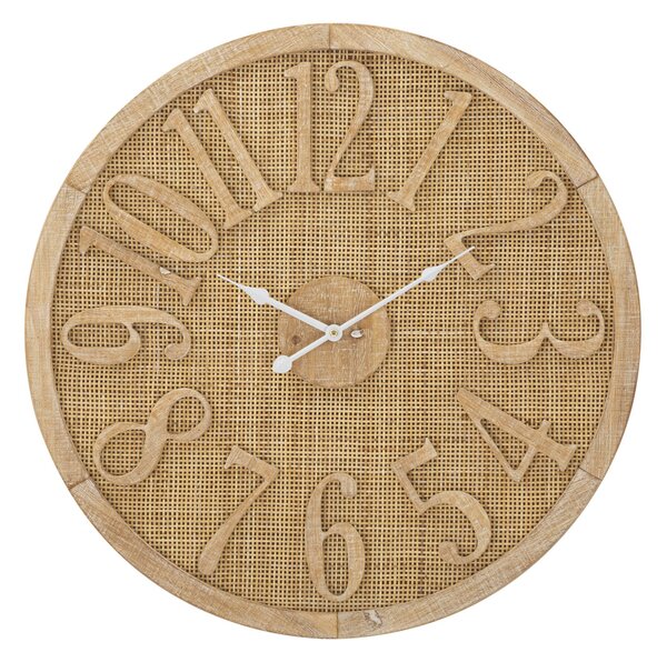Orologio da Muro Boho Ø 60x4,5 cm in Rattan