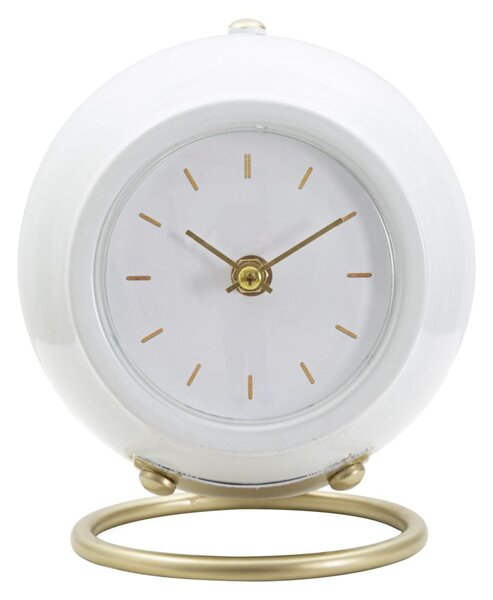 Orologio da Tavolo Ball Bianco 16x13x19 cm in Ferro e Plastica