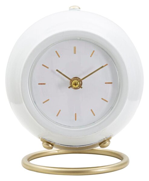 Orologio da Tavolo Ball Bianco 16x13x19 cm in Ferro e Plastica