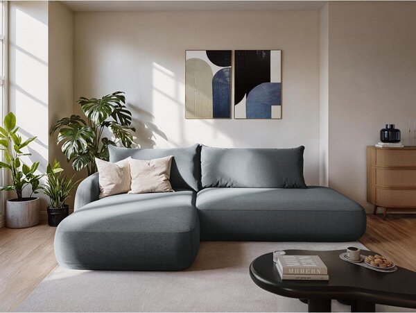 Divano angolare grigio chiaro allungabile (con penisola a sinistra/con chaise lounge) Hale – Makamii