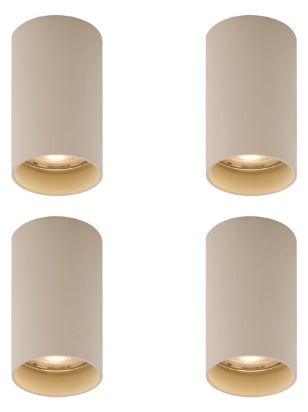 Set di 4 faretti moderni beige da superficie GU10 50mm rotondi - Tuba