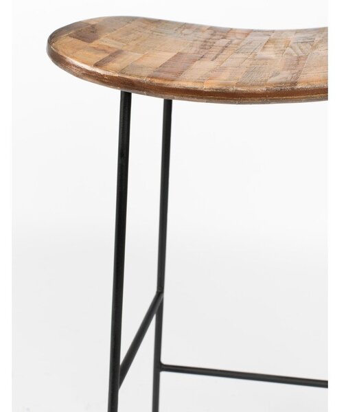 Sedia da bar di colore naturale in teak massiccio (altezza della seduta 76 cm) Tangle – White Label