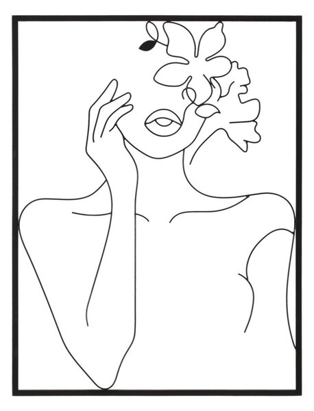 Pannello da Muro Woman With Flowers 60x1x80 cm in Ferro