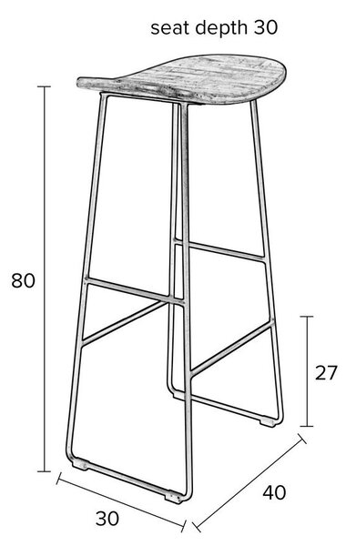 Sedia da bar di colore naturale in teak massiccio (altezza della seduta 76 cm) Tangle – White Label