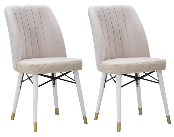 Set 2 Sedie Bella Crema 50x49x92,5 cm in Ferro e Legno